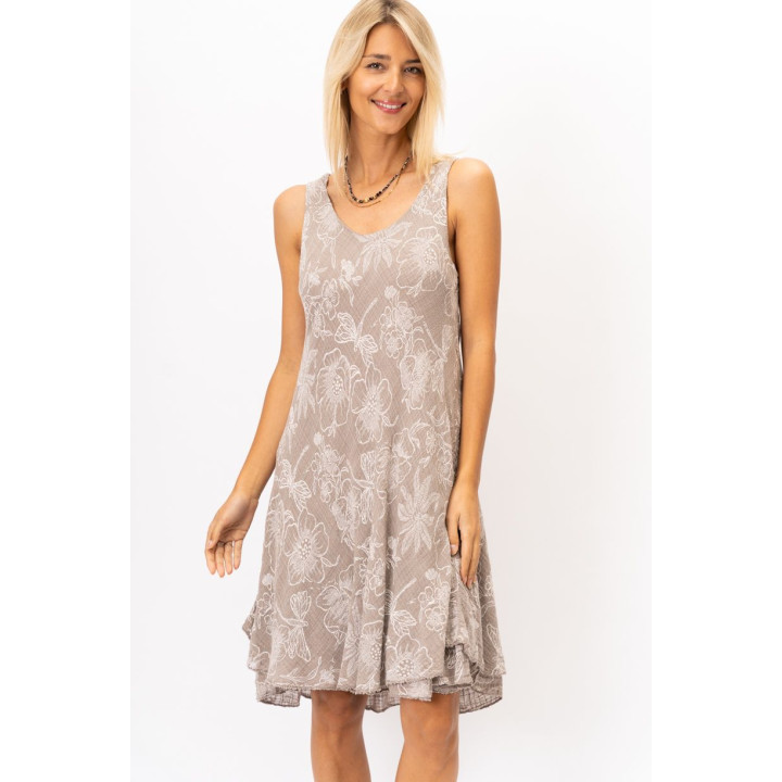 Sleeveless New Flower Print Dress