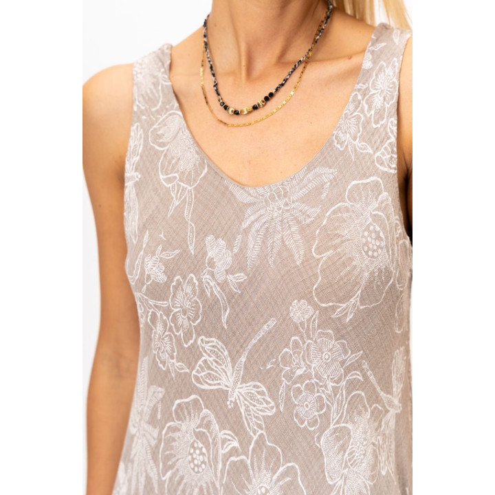 Sleeveless New Flower Print Dress