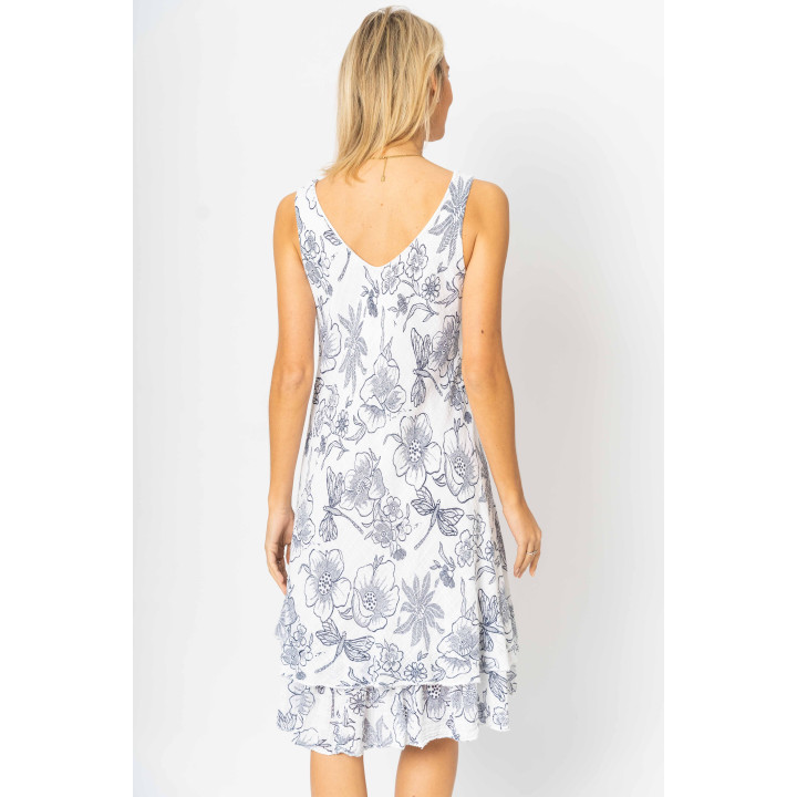 Sleeveless New Flower Print Dress