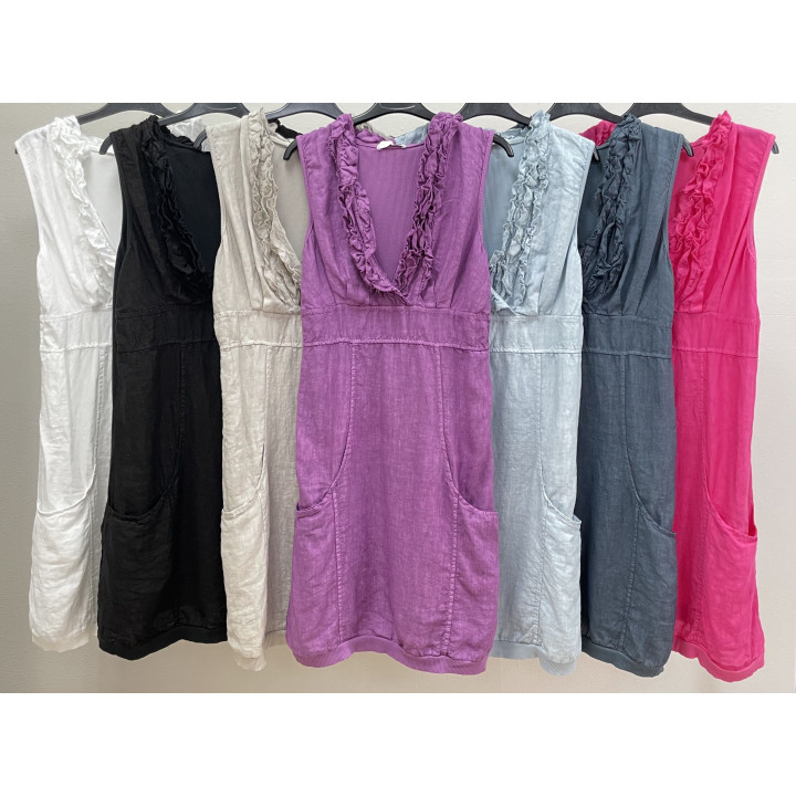 Short dress V-Line ruffles by Look Mode USA