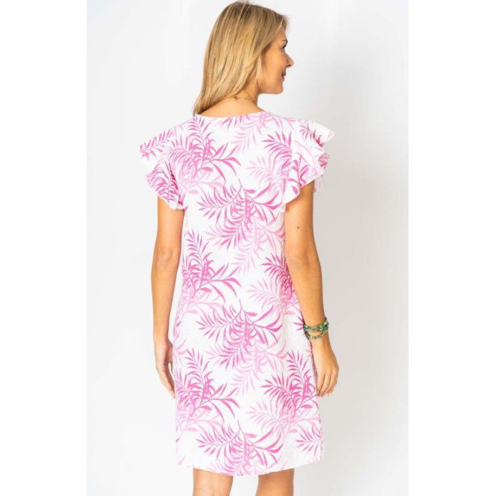 Leaf printed Linen Dress