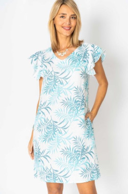 Leaf printed Linen Dress