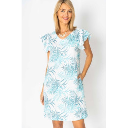 Leaf printed Linen Dress