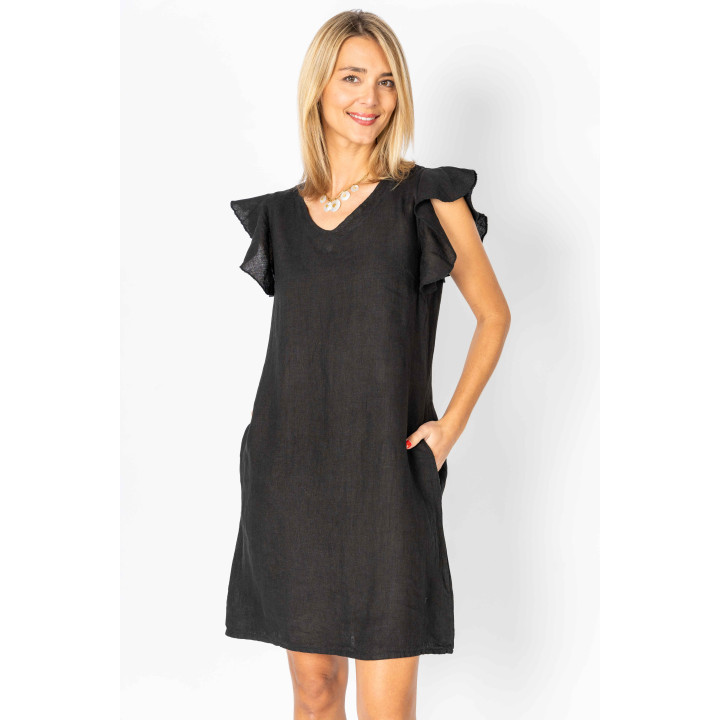Solid linen dress with pockets