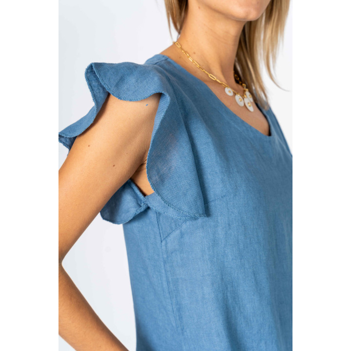 Solid linen dress with pockets