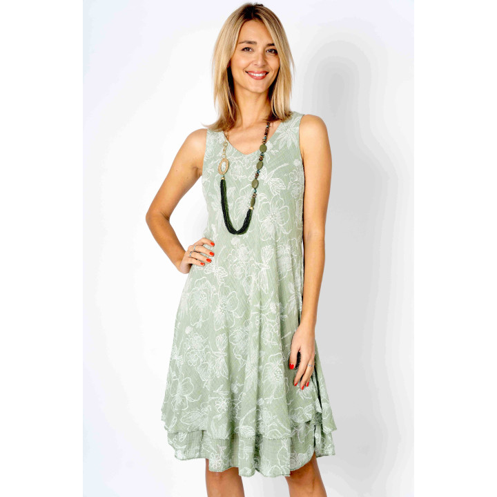 Sleeveless New Flower Print Dress