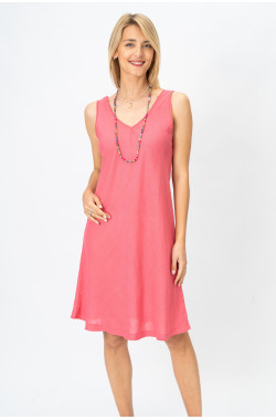 Linen V Neck Dress