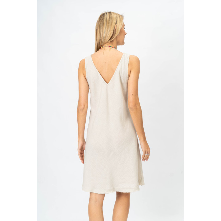 Linen V Neck Dress