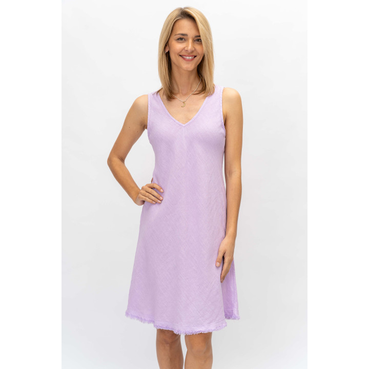 Linen V Neck Dress