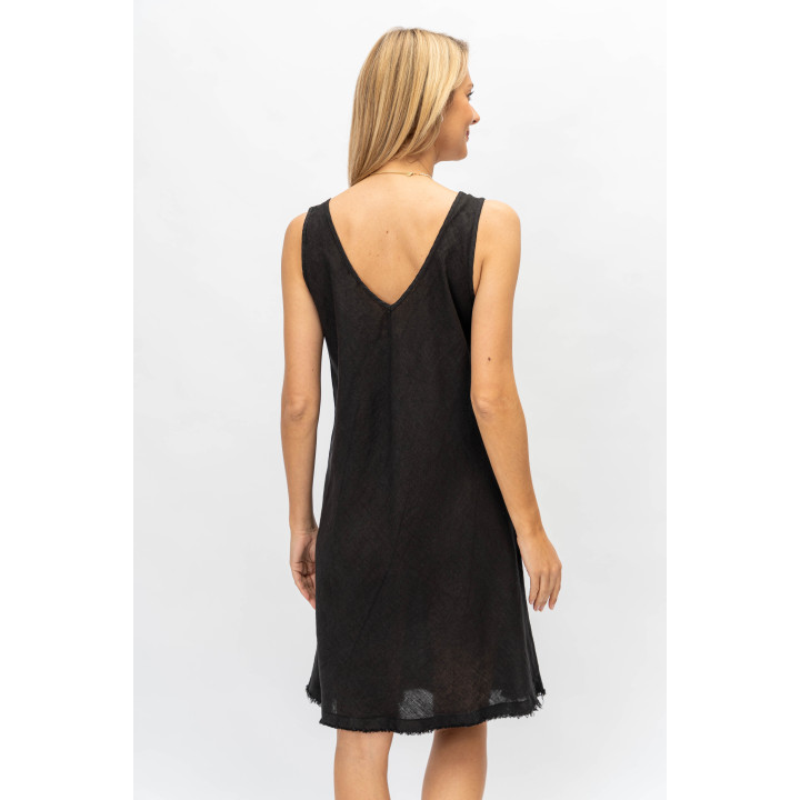 Linen V Neck Dress