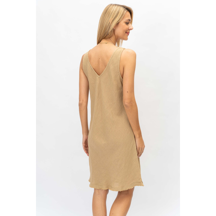 Linen V Neck Dress