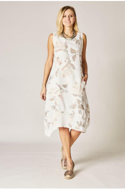 Flowers printed Balloon linen dress