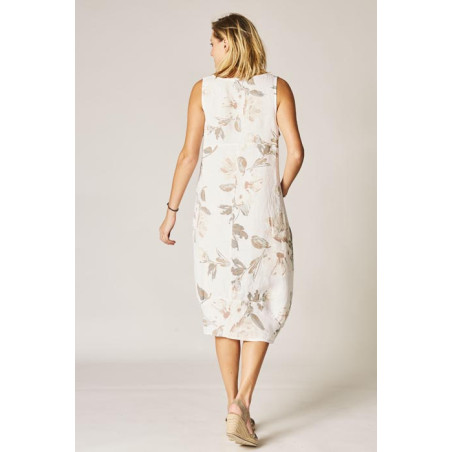Flowers printed Balloon linen dress