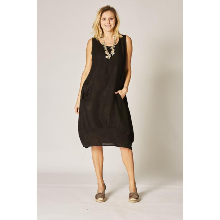 Flowers printed Balloon linen dress