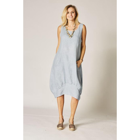 Flowers printed Balloon linen dress