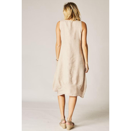 Flowers printed Balloon linen dress