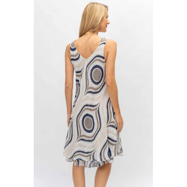 Sleeveless Circle Printed Dress