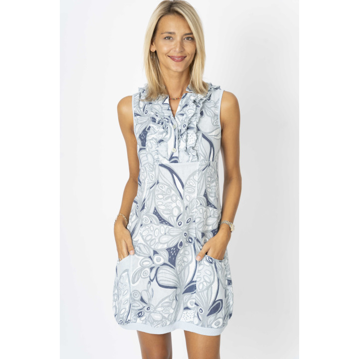 Flower Print With Navy Detail Dress