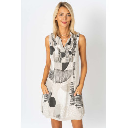 "Circle Print" Linen Dress