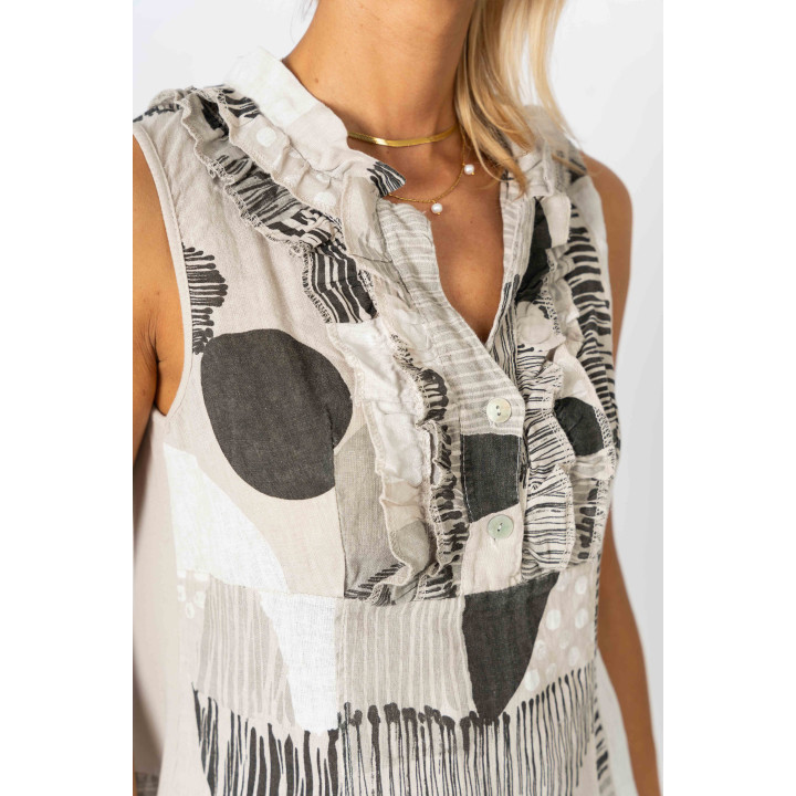 "Circle Print" Linen Dress