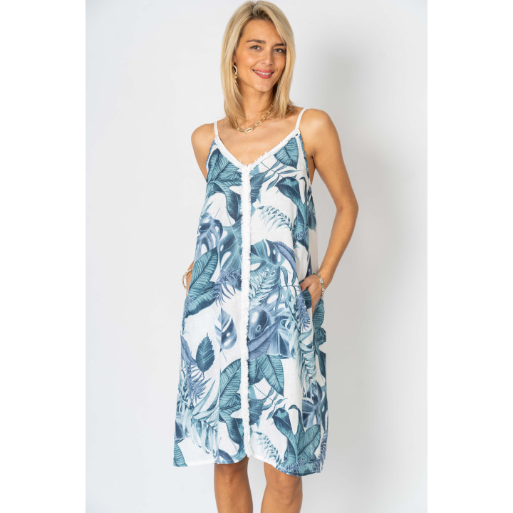 Spaghetti Strap Leaf Dress