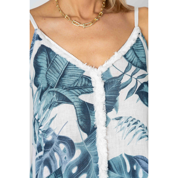 Spaghetti Strap Leaf Dress