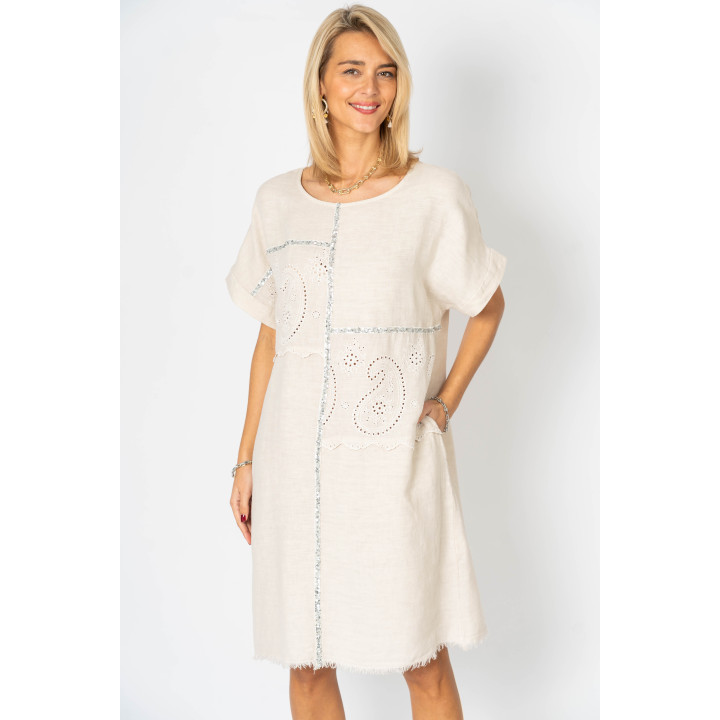 Detailed W/Raw Edge Dress