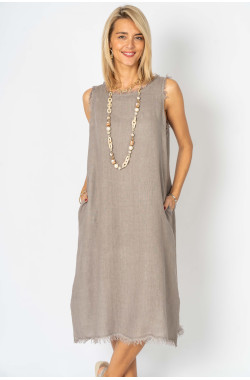 Raw Edge Linen Dress