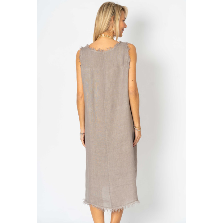 Raw Edge Linen Dress