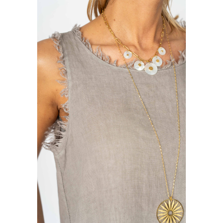 Raw Edge Linen Dress