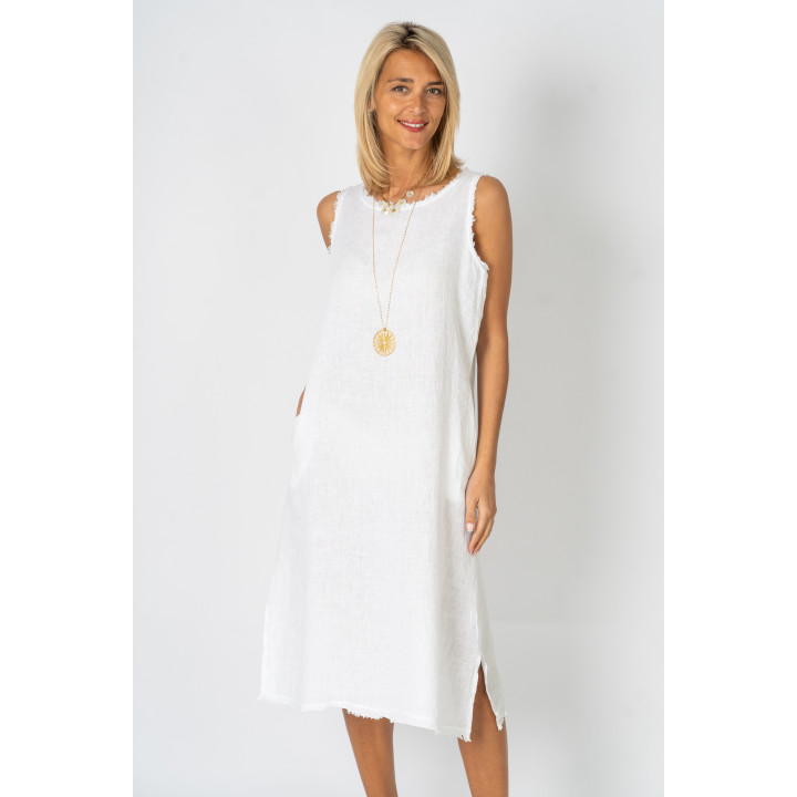 Raw Edge Linen Dress