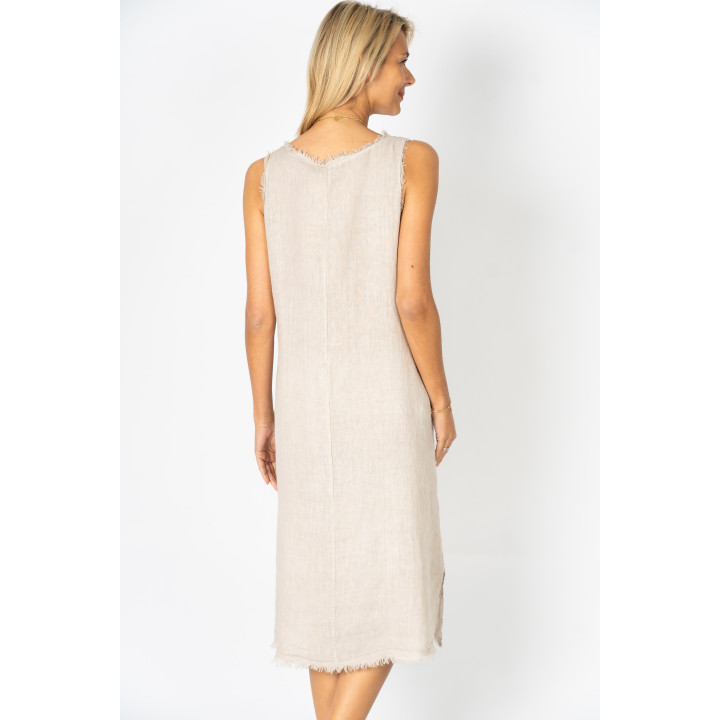 Raw Edge Linen Dress