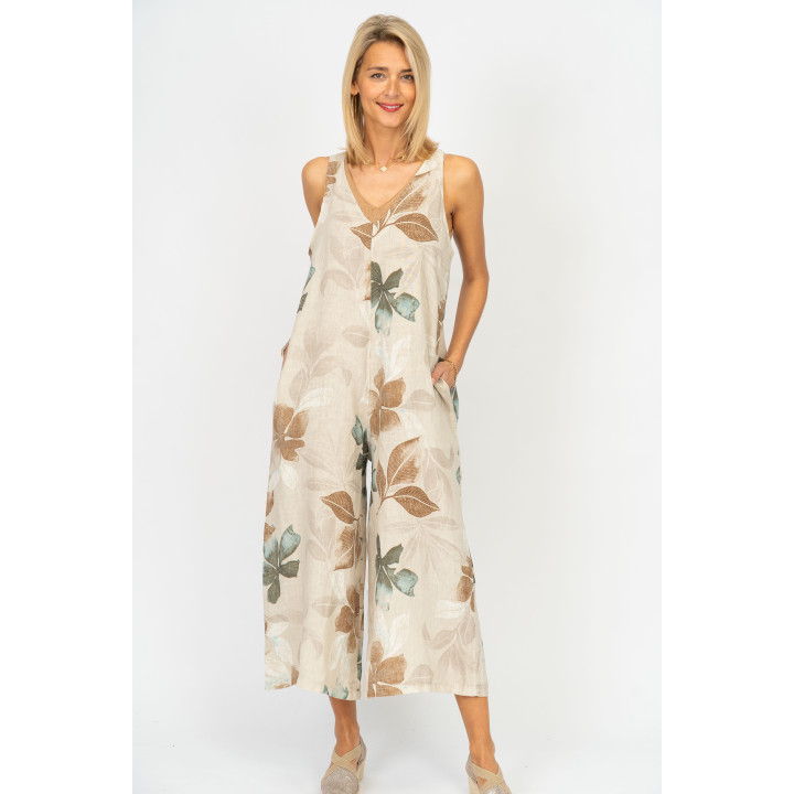 Printed Linen Romper
