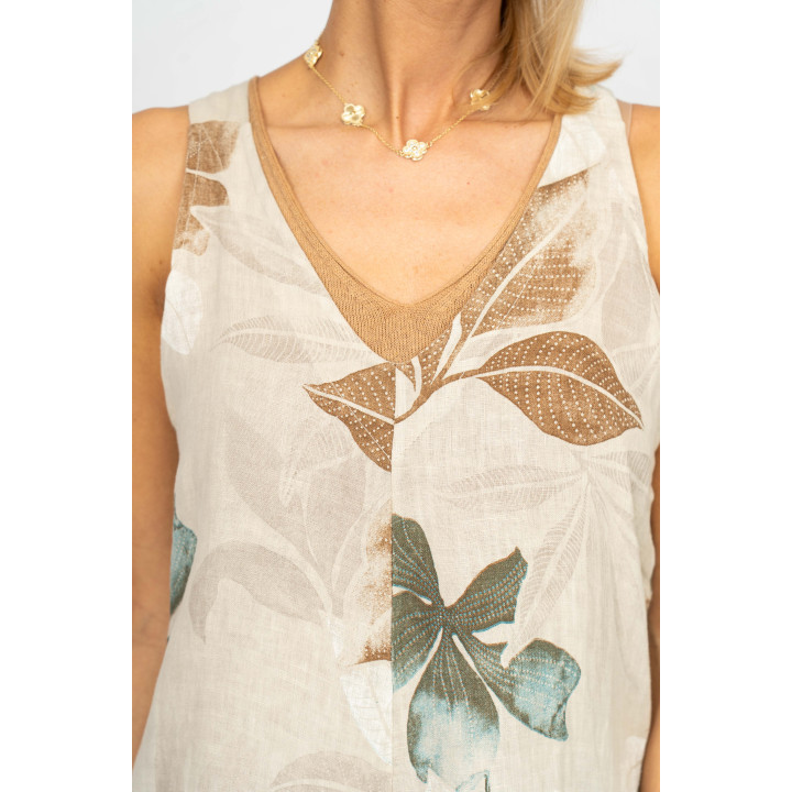 Printed Linen Romper