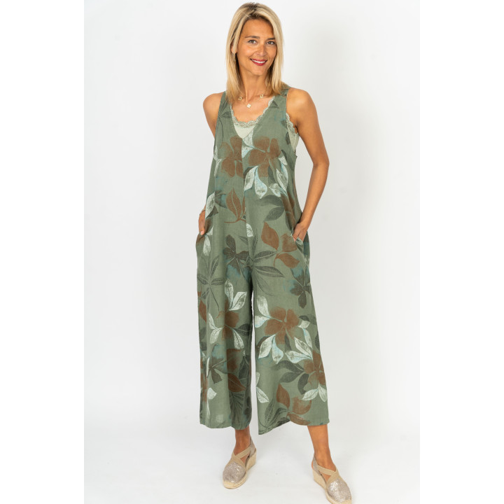 Printed Linen Romper
