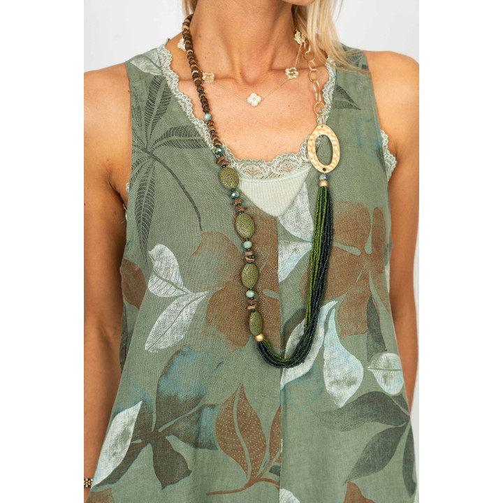 Printed Linen Romper