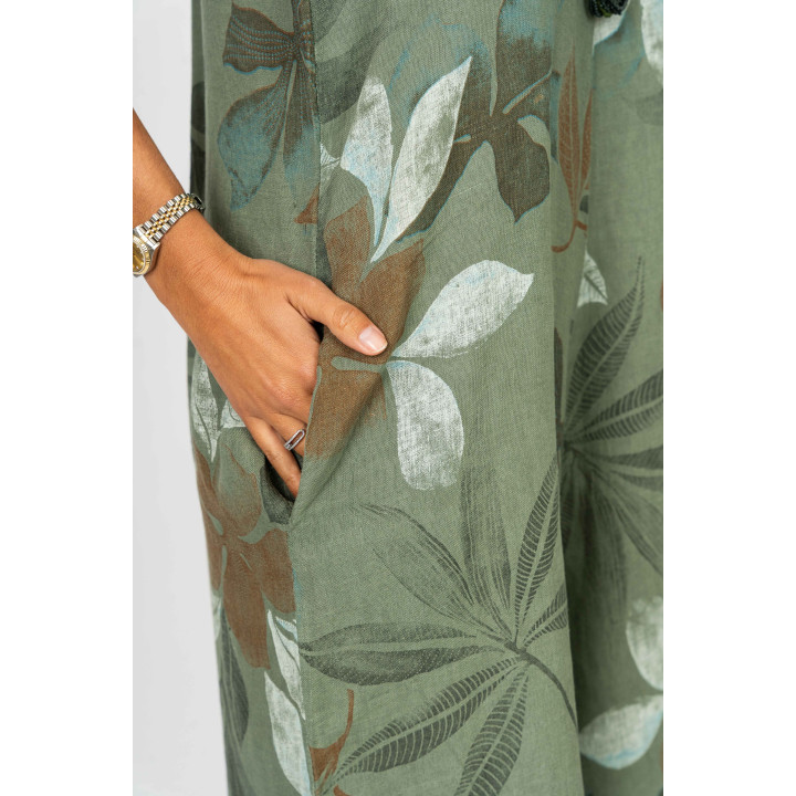 Printed Linen Romper