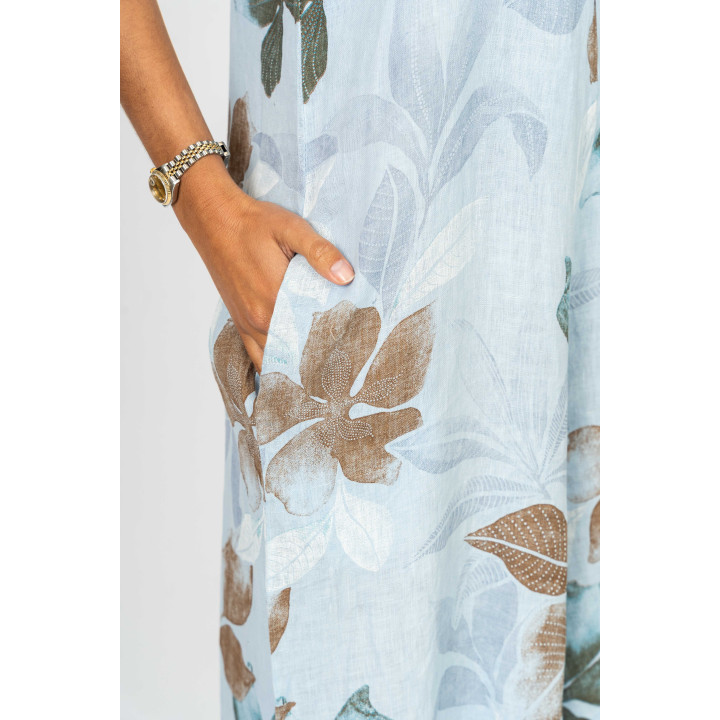 Printed Linen Romper