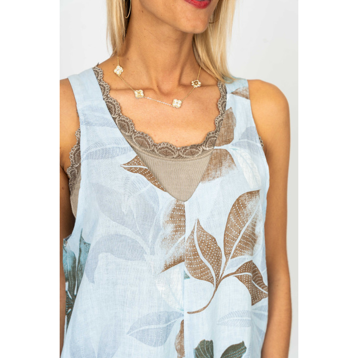 Printed Linen Romper