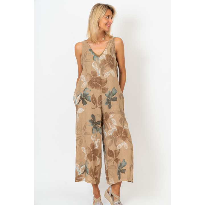 Printed Linen Romper