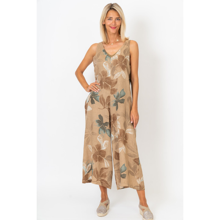 Printed Linen Romper