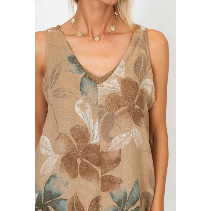 Printed Linen Romper