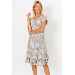 Short Sleeves Flower Printed Dress