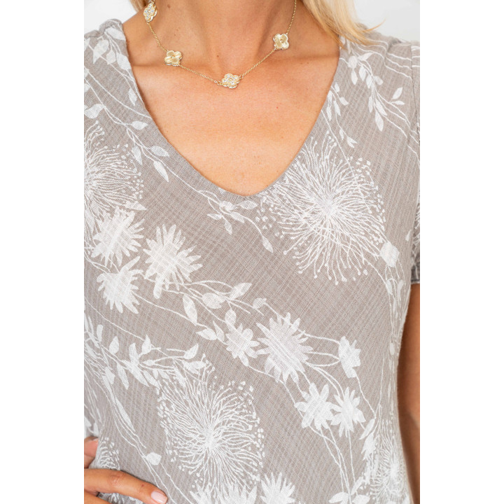 Short Sleeves Flower Printed Dress