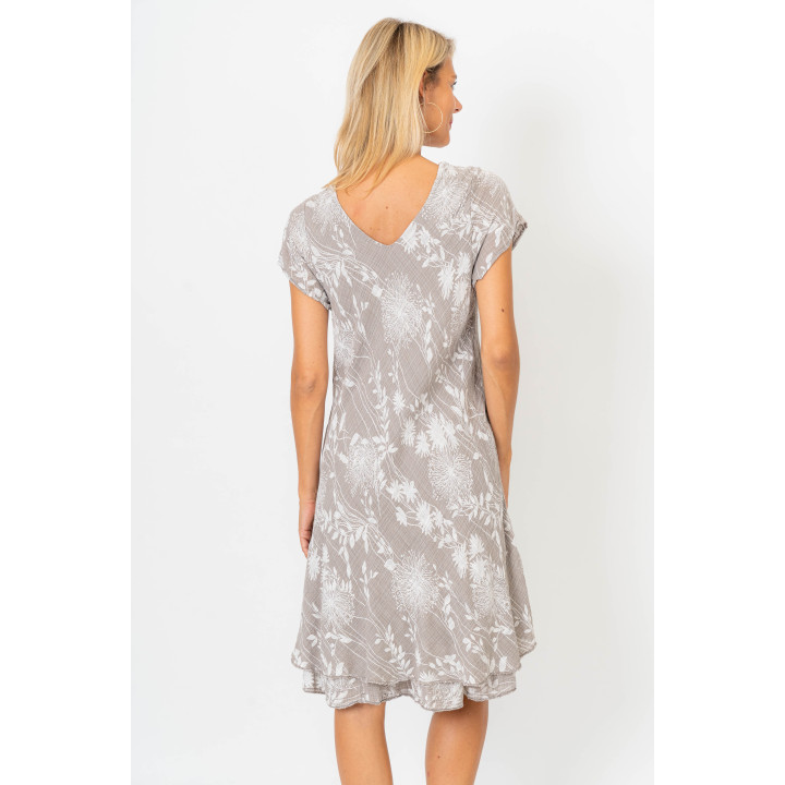 Short Sleeves Flower Printed Dress