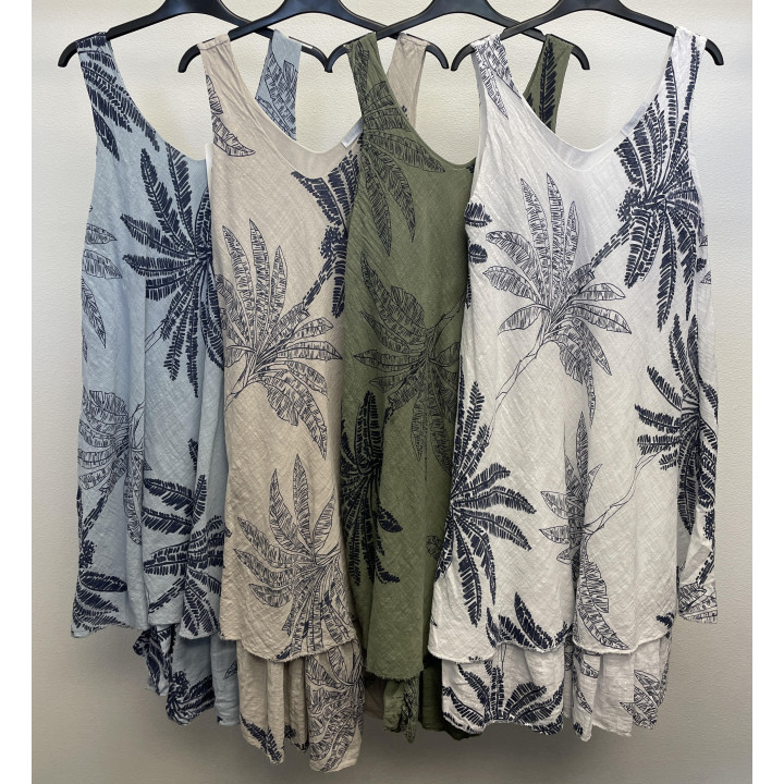 Palm Leaf Sleeveless Dress