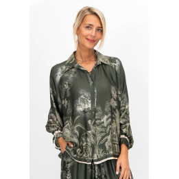 Satin Printed Shirt  – Botanical Forest Design