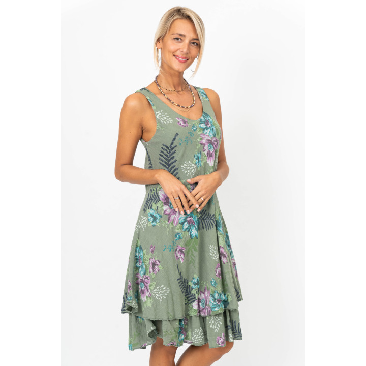 Sleeveless flower print Dress