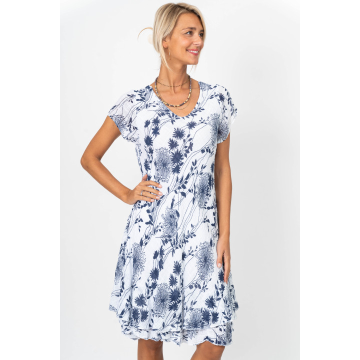 Short Sleeves Flower Printed Dress