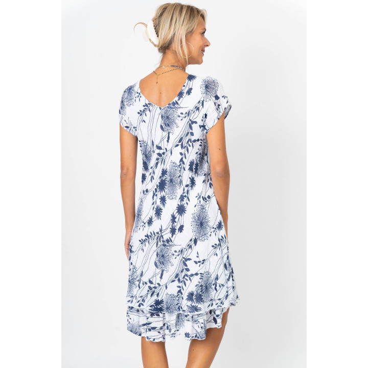Short Sleeves Flower Printed Dress